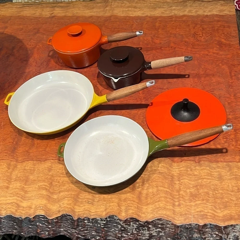 Copco Enameled Cast Iron Vintage Collectible 6 Plus 1 Piece Set of Cookware